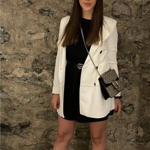 Zara White Pea Coat with Stand-Up Collar